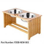 FOREYY Raised Pet bowls for Medium and Large Dogs, Bamboo Elevated Dog Cat Food and Water Bowls Stand Feeder with 2 Stainless Steel Bowls and Anti Slip Feet (New 10'' Tall)